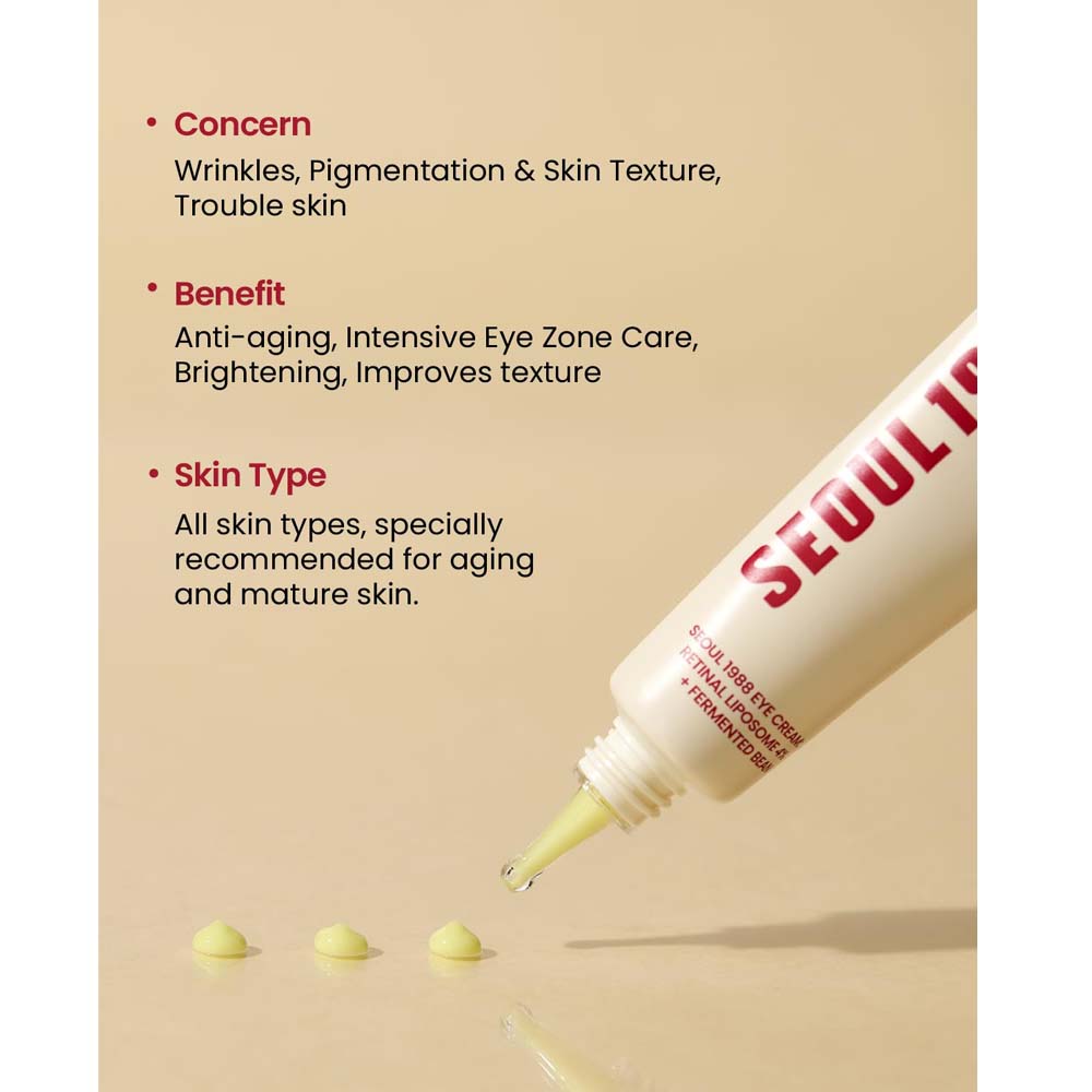 KSECRET SEOUL 1988 Eye Cream – Retinal Liposome 4% + Fermented Bean, Anti-Aging Wrinkle Care, Improves Elasticity & Pigmentation, 30ml / 1.01 fl.oz
