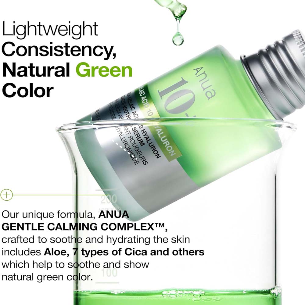 Anua Azelaic Acid 10 Soothing Serum with Hyaluronic Acid & Niacinamide for redness-prone, sensitive skin. Vegan Korean skincare.