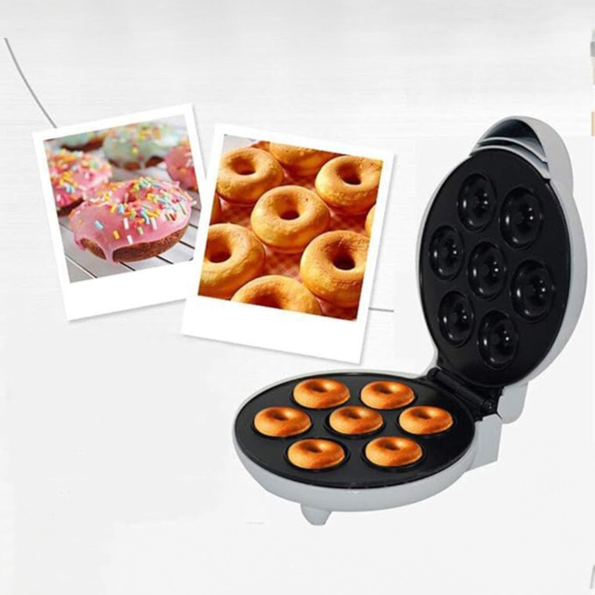 Household Electric Donut Maker - Double-Sided Heating Donut & Bread Machine, Cake Baking Pan, Non-Stick Breakfast Maker Oven for Homemade Donuts, Cakes, and Mini Bread - Easy-to-Use, Compact & Fast Heating, Ideal for Breakfast and Snacks