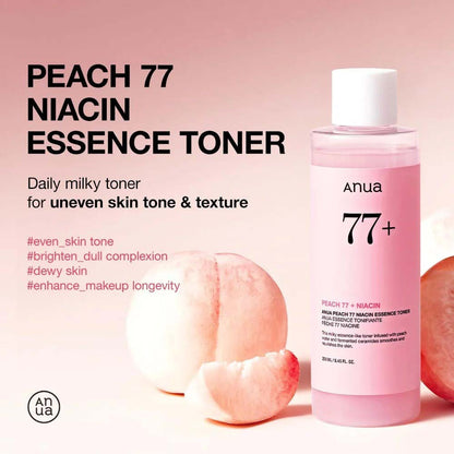 ANUA Peach 77% Niacin Essence Toner - 250ml Hydrating Brightening Toner for Dull & Uneven Skin Tone
