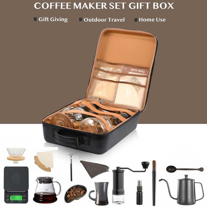 DX-2573 12-PC Pour Over Coffee Kit - Complete Set with Wooden Dripper & Travel Bag, Perfect Gift for Coffee Lovers