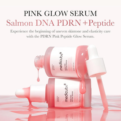 Medicube PDRN Pink Peptide Serum with Niacinamide for firming, hydrating & brightening skin tone. Korean glow serum.