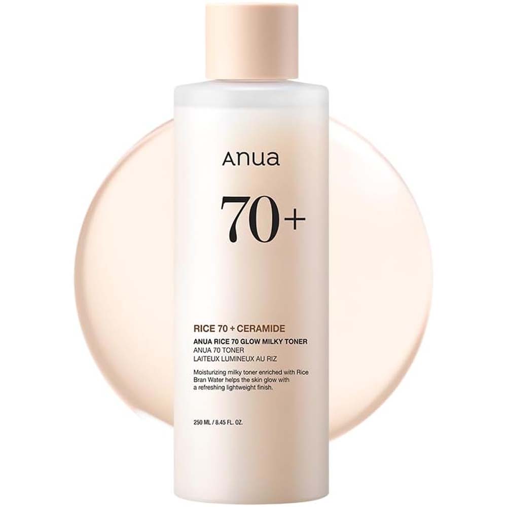 ANUA Rice 70 Grow Milky Toner 250ml - Korean Moisturizing Lotion for Brightening, Hydration & Smooth Skin Tone