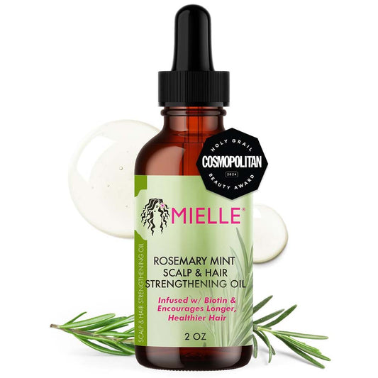 Mielle Organics Rosemary & Mint Hair Oil with Biotin – Strengthens, Moisturizes & Soothes Scalp, Promotes Longer, Healthier Hair (2 Fl Oz)