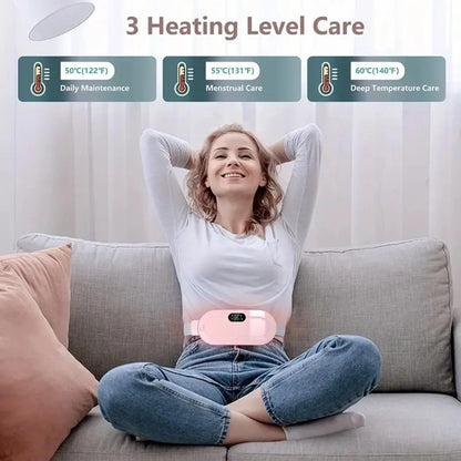 Electric Period Heating Belt - Portable Waist, Back, and Belly Pain Relief with Heating & Massage, 3 Heat Levels, 4 Vibration Modes