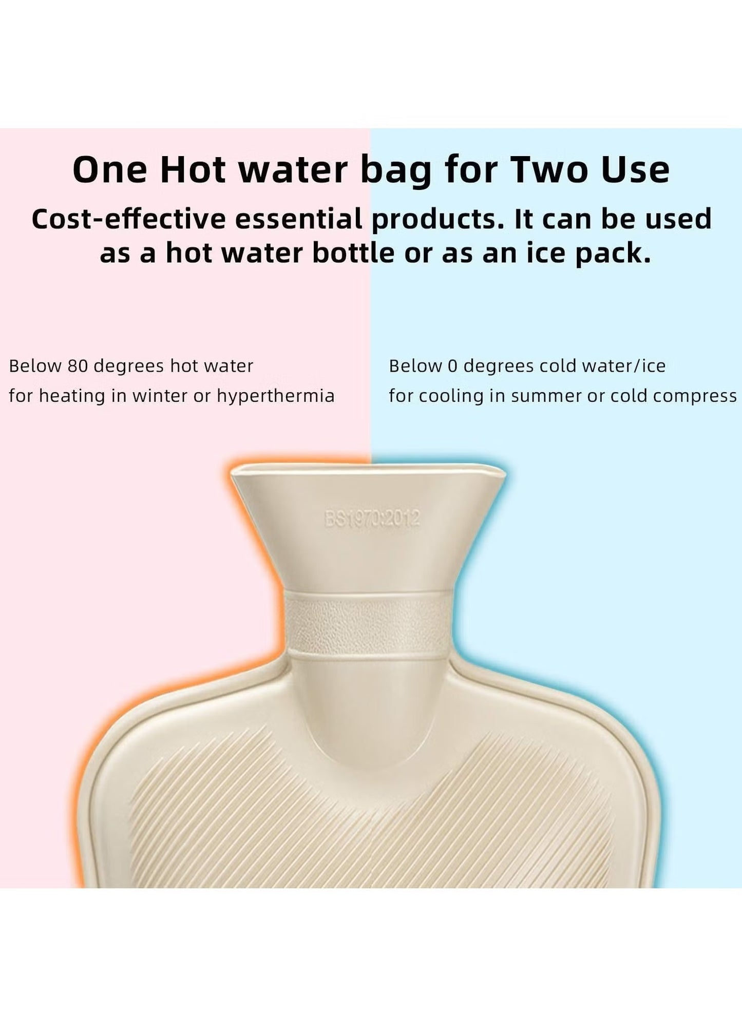 Hot Water Bag with Soft Cover | Classic Rubber Hot Water Bag for Cramps, Neck, Shoulder Pain Relief | Hot & Cold Therapy Pack (Multi)