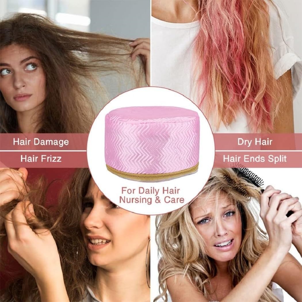 Thermal Hair Spa Cap for Nourishing & Heating | Spa Cap Steamer Hot Cap for Hair Care, Beauty Steamer, Portable Hair Steam Cap (Pink)