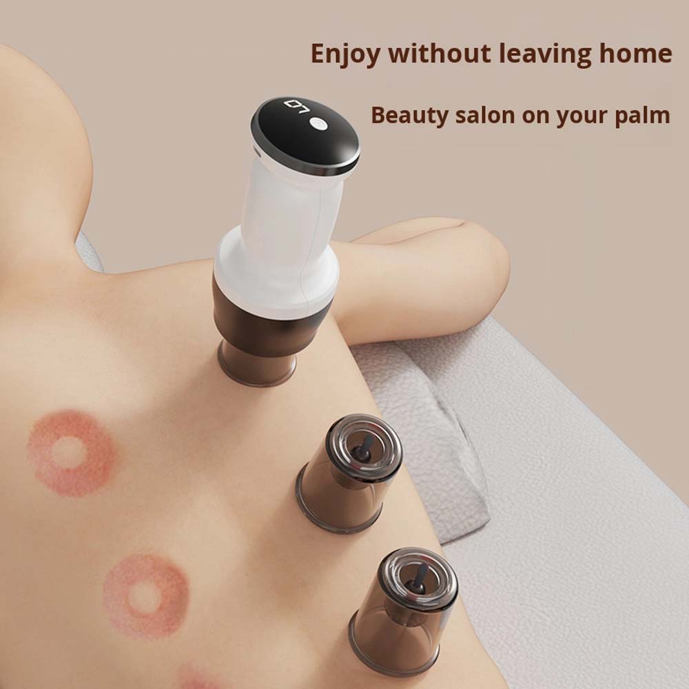 Electric Cupping Massager & Scraping Instrument. Rechargeable muscle pain relief for neck, back, arms & legs. Portable design.