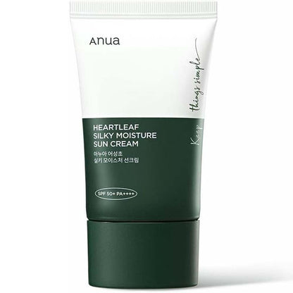 Anua Heartleaf Silky Moisture Sun Cream SPF 50+ PA++++ – Lightweight Hydrating Korean Sunscreen with Soothing Heartleaf Extract, 50ml