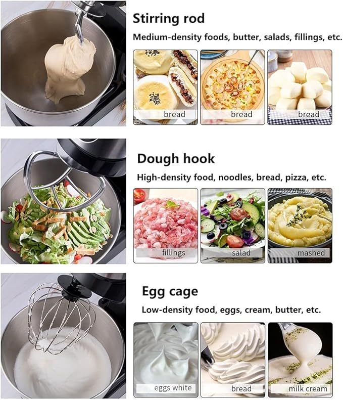 Electric Stand Mixer | Multifunctional Planetary Blender & Food Processor | Perfect Kitchen Appliance and Gift for Housewives (Color: Black)