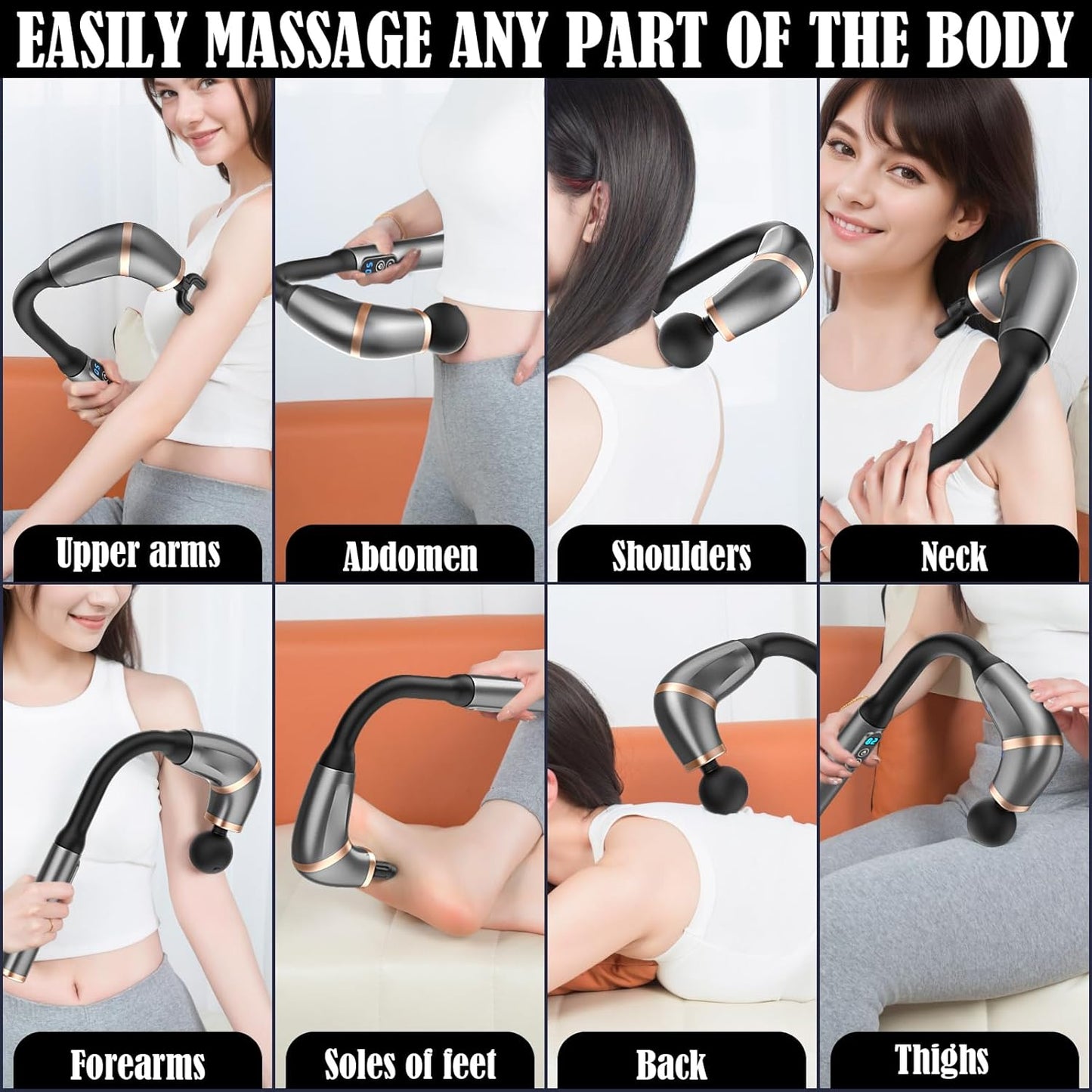 Extended Handle Massage Gun – Long Handheld Deep Tissue Massager for Full-Body Relief (Multi)