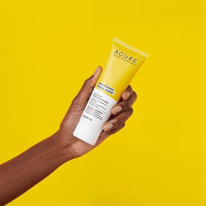 Acure Brightening Facial Scrub - Exfoliating Face Wash with Sea Kelp & French Green Clay, Gentle Daily Scrub for Radiant Skin
