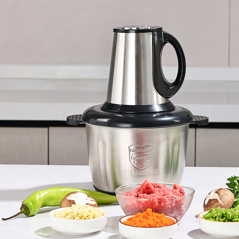 Stainless Steel Electric Blender & Meat Grinder - Portable Multifunction Food Processor for Kitchen, Safe & Low-Noise