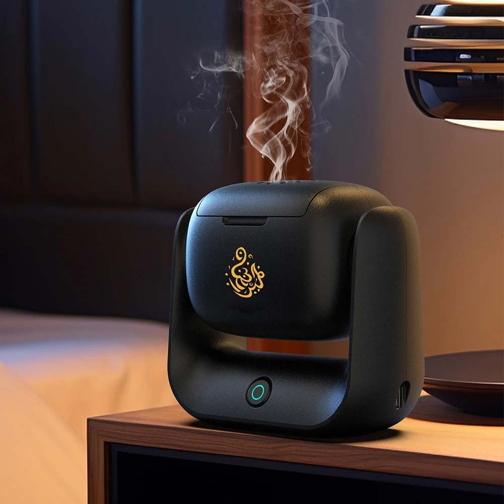 Rotational Incense Burner - 90° Rotation, 1500mAh Battery, Type-C Charging, LED Indicator for Home, Office & Car Use