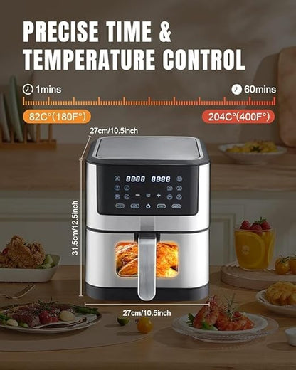 Smart Air Fryer – 1500W with Visible Cooking Window, Removable Basket, and Precise Timer & Temperature Control