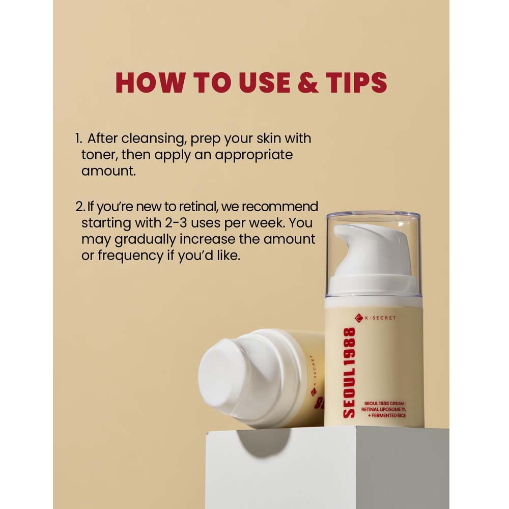 K-Secret SEOUL 1988 Cream with Retinal Liposome 1% & Fermented Rice – Anti-Aging, Brightening, Firming & Hydrating Korean Face Cream 50ml