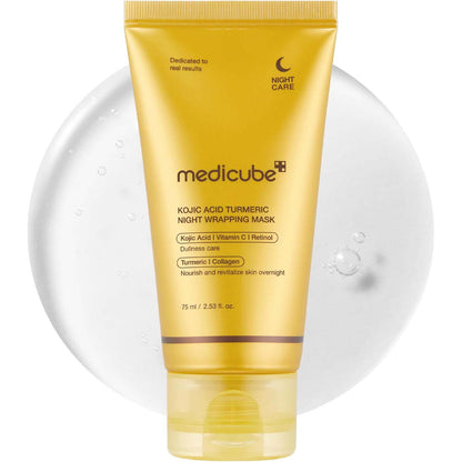 Medicube Turmeric Overnight Wrapping Peel Off Mask. Brightening & nourishing sleep mask for dull, uneven skin tone. 2.53 fl.oz.