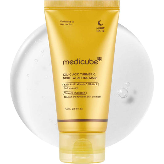 Medicube Turmeric Overnight Wrapping Peel Off Mask. Brightening & nourishing sleep mask for dull, uneven skin tone. 2.53 fl.oz.