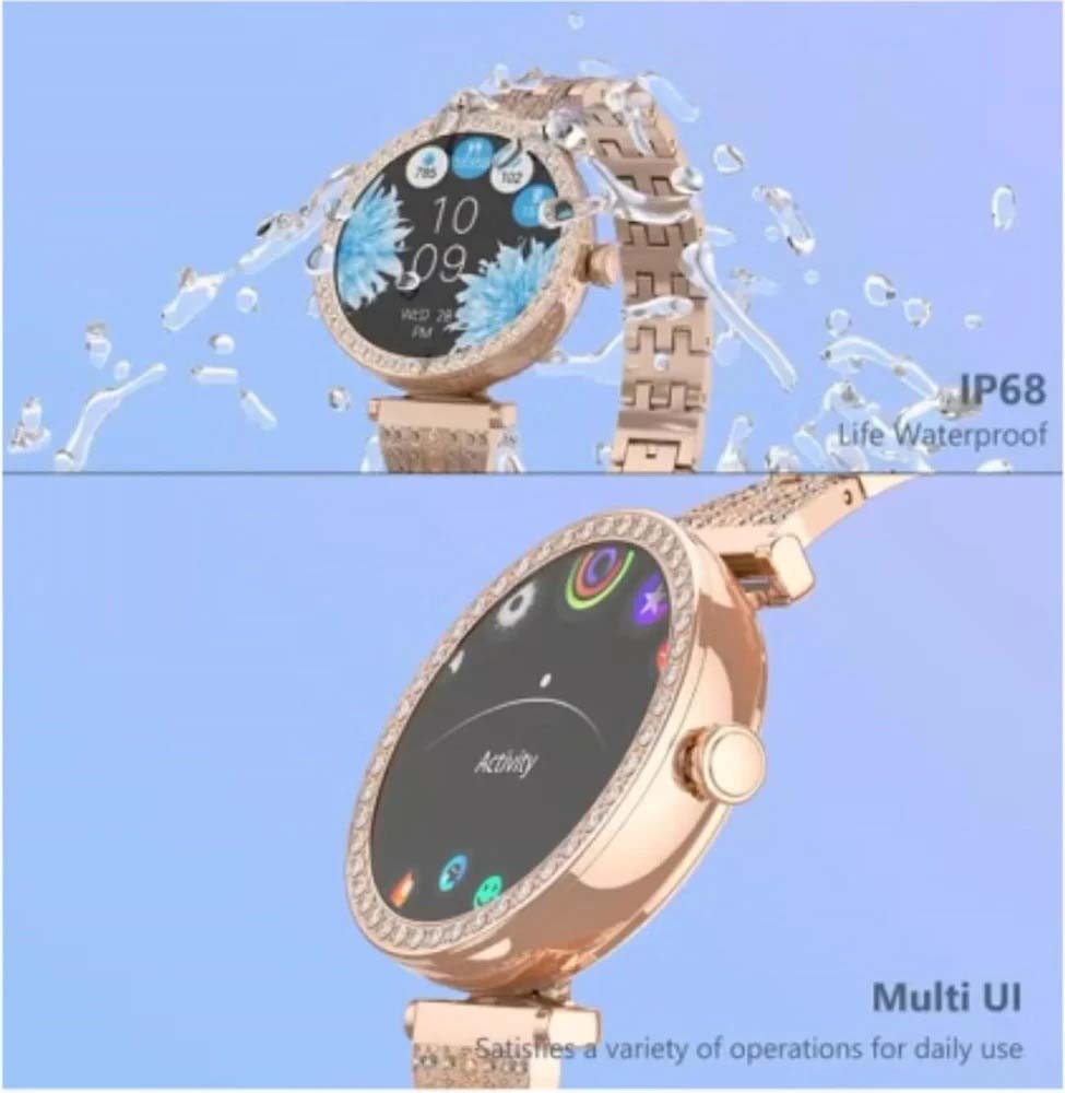 GT10 Diamond Smartwatch | 1.2" AMOLED Display | Heart Rate, Sleep, and Menstrual Tracking | Compatible with Android & iOS | Elegant, High-Performance Smartwatch for Women