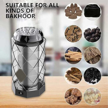 Elegant USB Rechargeable Incense Burner – Portable Oud and Bakhoor Burner for Home, Office, and Car (Orange)