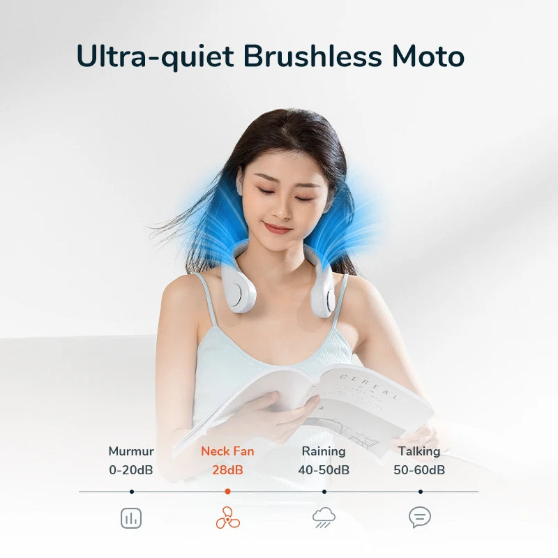 Mini Neck Fan - Bladeless Rechargeable Personal Cooler, 3-Speed Portable Air Circulator for Outdoor/Sports/Summer, Hands-Free Design