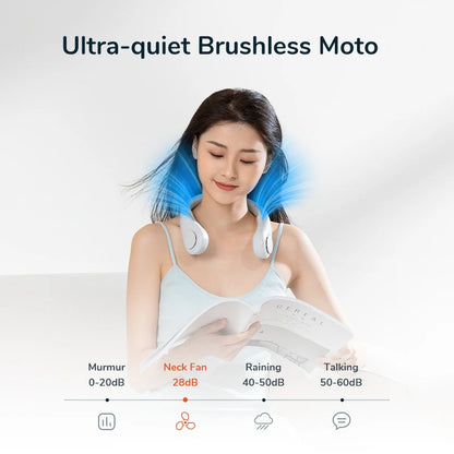 Mini Neck Fan - Bladeless Rechargeable Personal Cooler, 3-Speed Portable Air Circulator for Outdoor/Sports/Summer, Hands-Free Design