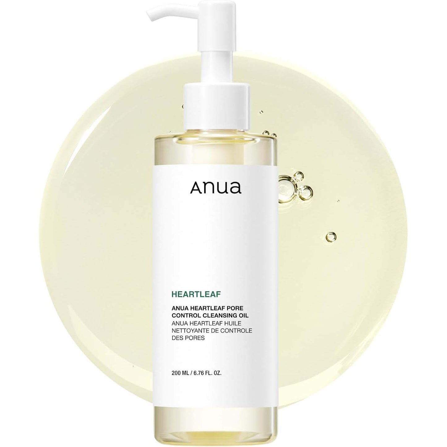 ANUA Heartleaf Pore Control Cleansing Oil. Gentle Korean oil cleanser to dissolve makeup, sunscreen & blackheads. 200ml.