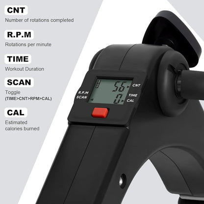 Mini Exercise Bike | Compact Arm and Leg Exerciser with LCD Monitor | Adjustable Resistance & Foldable Pedals