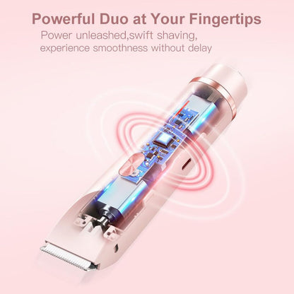 Two-Head 2-in-1 Electric Shaver – Painless Hair Remover for Women, IPX7 Waterproof