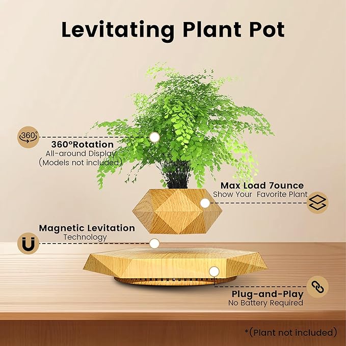 Levitating - Bonsai Planter Pot, Magnetic Floating Planter, Stylish Decor, Tranquil Home & Office Decor, Great Gift Idea, Magnetic Levitation Technology.